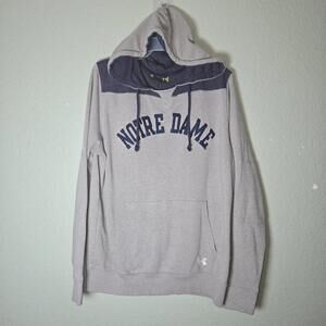 Notre Dame Fighting Irish Sweatshirt Mens M Loose Gray Blue Hoodie Under Armour